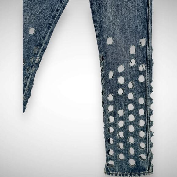Maison Margiela‎ Straight Fit Punch Hole Detail Denim Jeans Size 2 US IT 38 Chic - Picture 16 of 16
